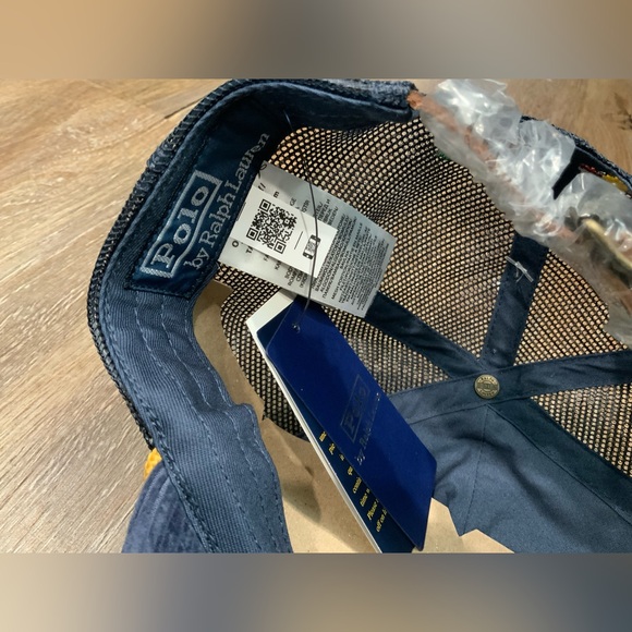 NWT Polo Ralph Lauren Navy Corduroy PEACE LOVE DOVE Trucker Baseball Cap Hat - Picture 6 of 6